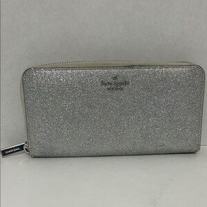 kate spade Silver Glitter Zip-Around Wallet